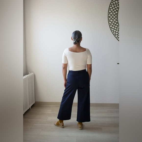 Jennifer Glasgow Navy Elliot Wide leg Pants, size Large - Picture 2 of 10